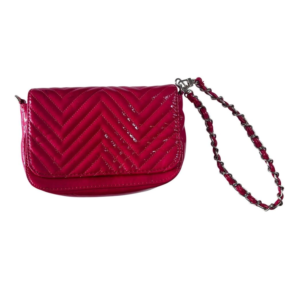 Big Buddha Hot Pink Patent Leather Quilted Purse Convertible Chain Crossbody